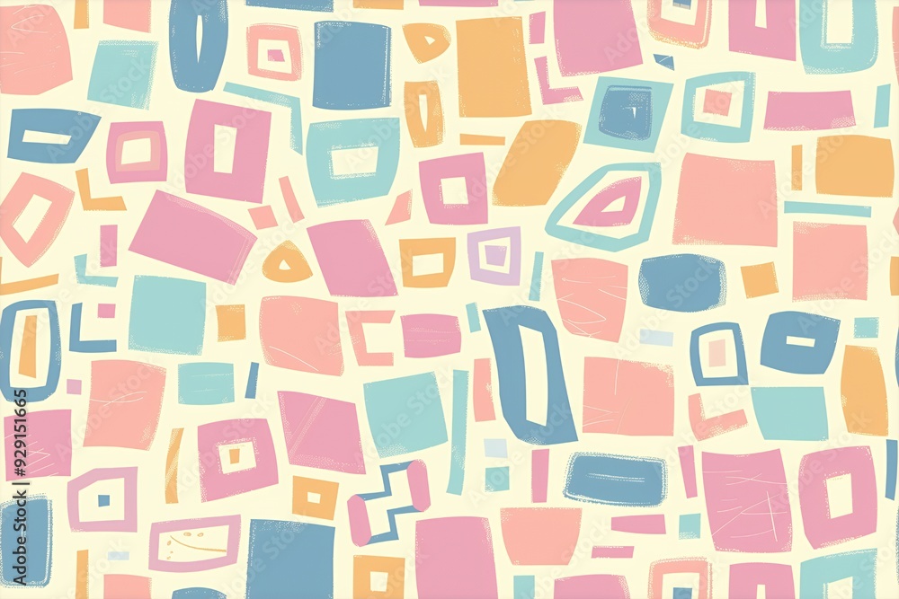 A colorful abstract pattern featuring various shapes in pastel tones. A colorful abstract pattern featuring various shapes in pastel tones.