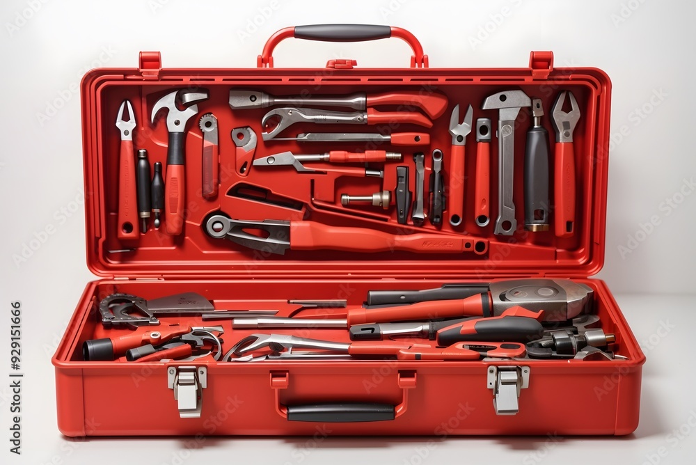 Red toolbox with different instruments
Red toolbox with different instruments
