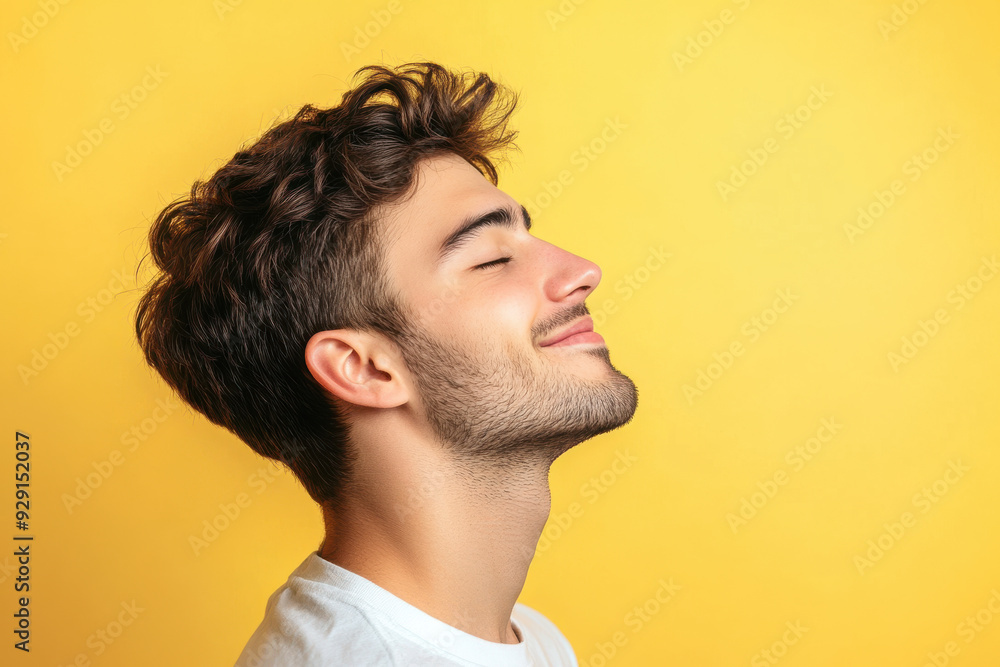 A close up of a man's face with his eyes closed A close up of a man's face with his eyes closed