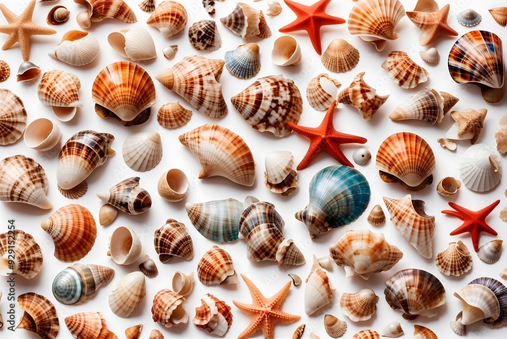Summer flat lay, pile of colorful seashells close-up
Summer flat lay, pile of colorful seashells close-up