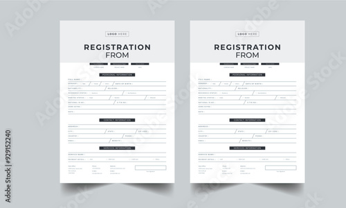 Registration Form Design layout Template concept Accents