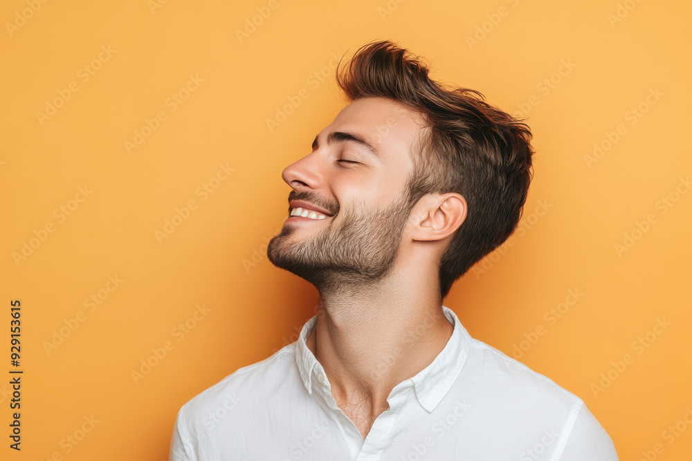 A close up of a man's face with his eyes closed A close up of a man's face with his eyes closed