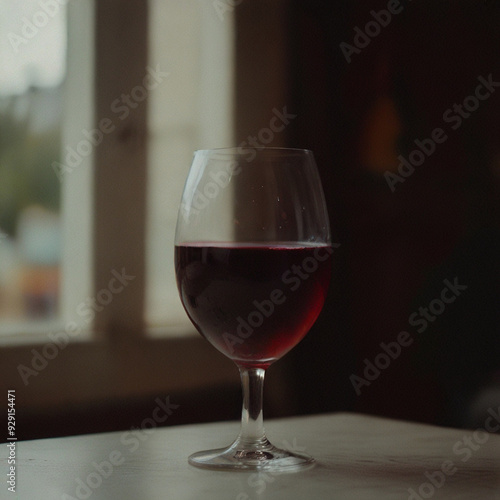 Gourmet Dining Setting with a Premium Wine Glass and Red Wine