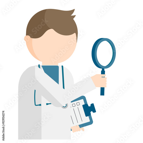 Graphic images of doctor in various poses in flat design. transparency background