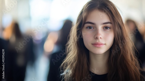 Portrait of a student at a job fair. Choosing a profession and finding an employer.