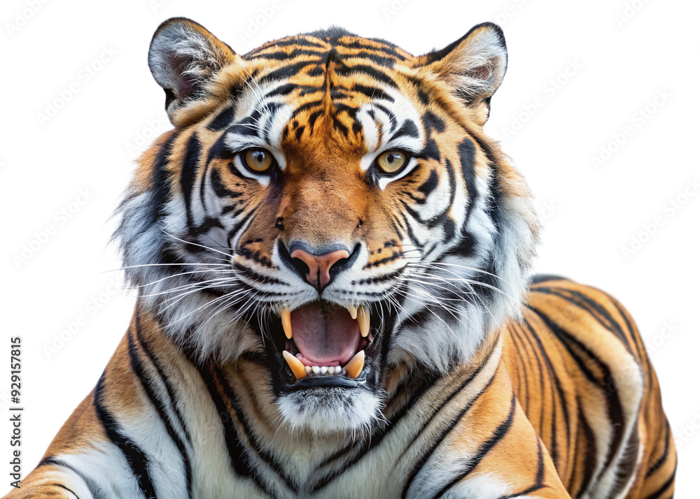 Obraz premium tiger, agressive, mammal, predator, cutout, transparent, backgrounds, wildlife, animals, cat, stripes
