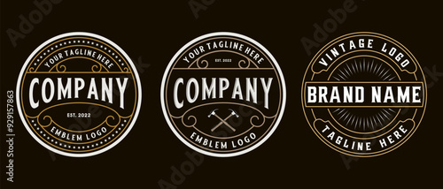 circular logo set. vintage style decoration for label design