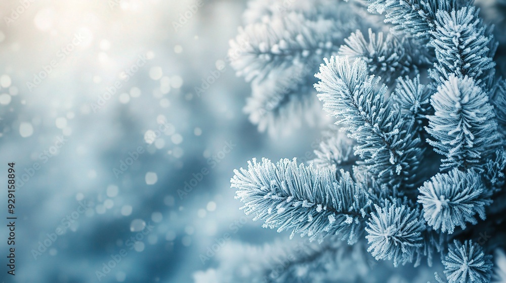 Winter Wonderland: Close-up shot of frosted pine needles against a soft, blurred background, evoking a serene and tranquil winter atmosphere. Winter Wonderland: Close-up shot of frosted pine needles against a soft, blurred background, evoking a serene and tranquil winter atmosphere.