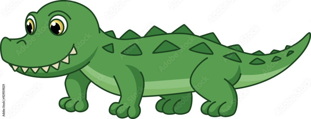 Naklejka premium Green crocodile cartoon icon. Reptile animal character