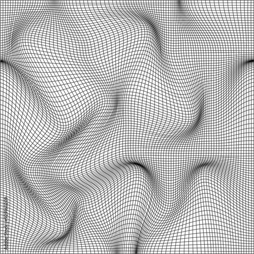 Abstract wavy mesh on white background