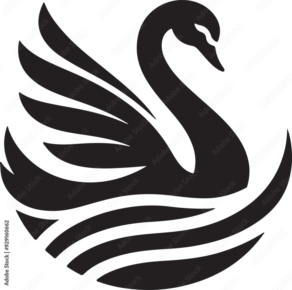 Swan icon silhouette vector art illustration Swan icon silhouette vector art illustration