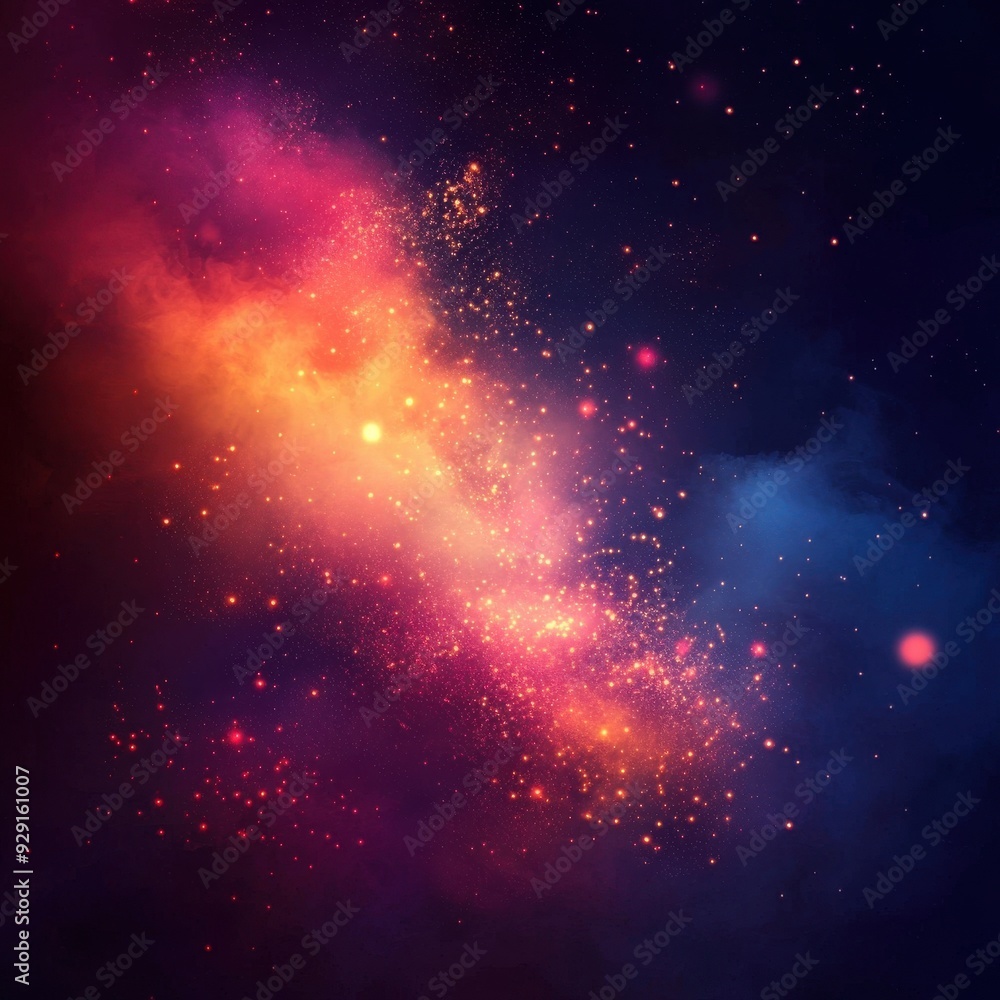 Naklejka premium Magical Neon Background with Bokeh Lights and Swirling Sparkles