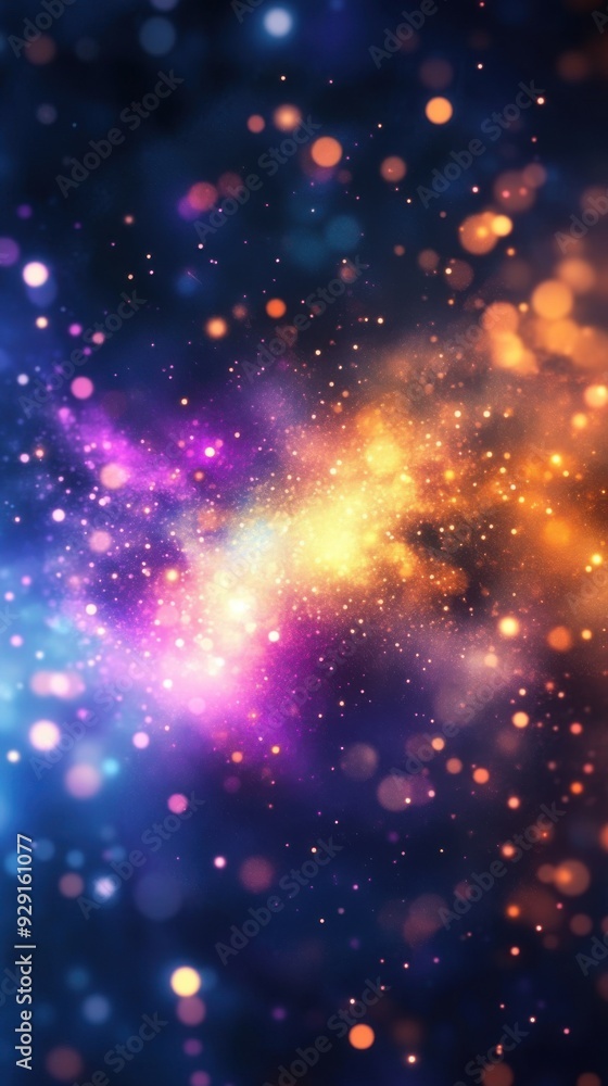 Magical Neon Background with Bokeh Lights and Swirling Sparkles Magical Neon Background with Bokeh Lights and Swirling Sparkles