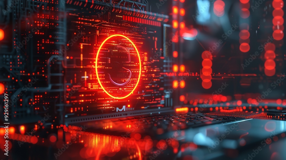 Obraz premium cybersecurity, Dynamic cryptocurrency banner with glowing dollar symbol