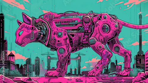 products, enginer, generative, ai, steampunk, cyberpunk, background, ,mechanical, blue, gold, gear, clock, watch, mechanism, architecture, church, buildi, skyline, animals