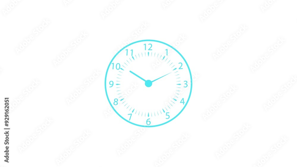 clock icon with moving arrows in 12 hour looping. clock animation with withe background clock icon with moving arrows in 12 hour looping. clock animation with withe background