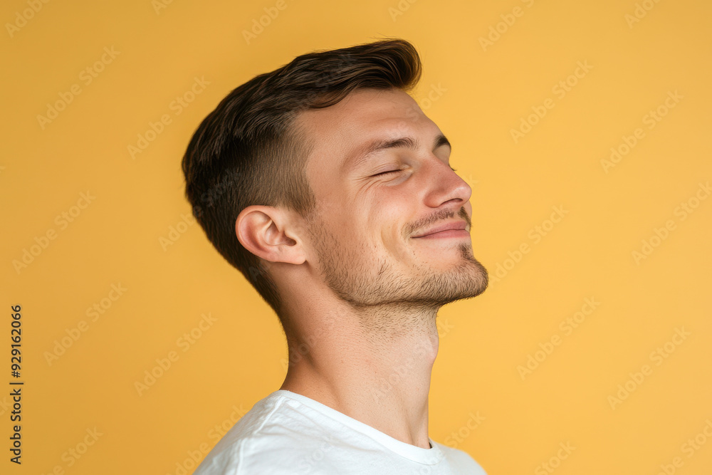 A close up of a man's face with his eyes closed A close up of a man's face with his eyes closed