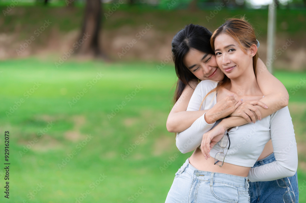 Couple of girl with girl,LGBT Pride month concept,Asian Handsome male make up and wear woman cloth,Gay Freedom Day,Portrait of Non-binary on white background Couple of girl with girl,LGBT Pride month concept,Asian Handsome male make up and wear woman cloth,Gay Freedom Day,Portrait of Non-binary on white background