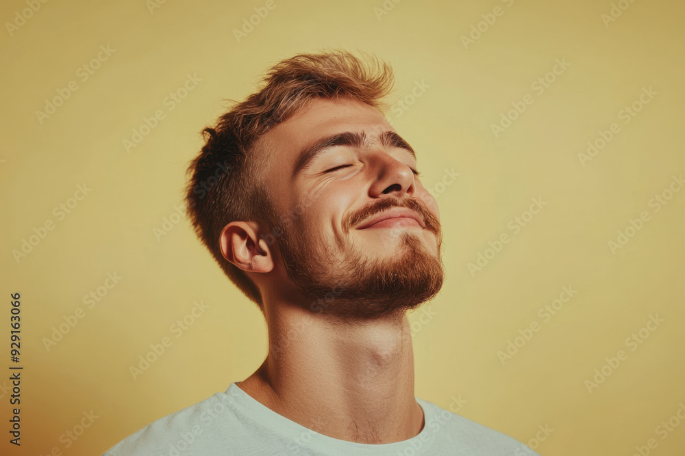 A close up of a man's face with his eyes closed A close up of a man's face with his eyes closed