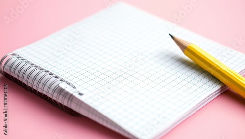 Wallpaper Mural Pink notepad with grid lines and a pencil on the right side, on a vibrant magenta background Torontodigital.ca