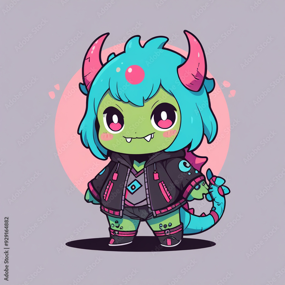 Fototapeta premium Dynamic Japanese Anime Character with Colorful Design