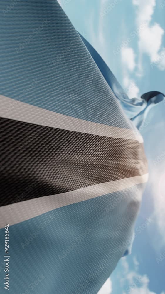 Wavy flag of Botswana blowing in the wind in slow motion. Waving ...
