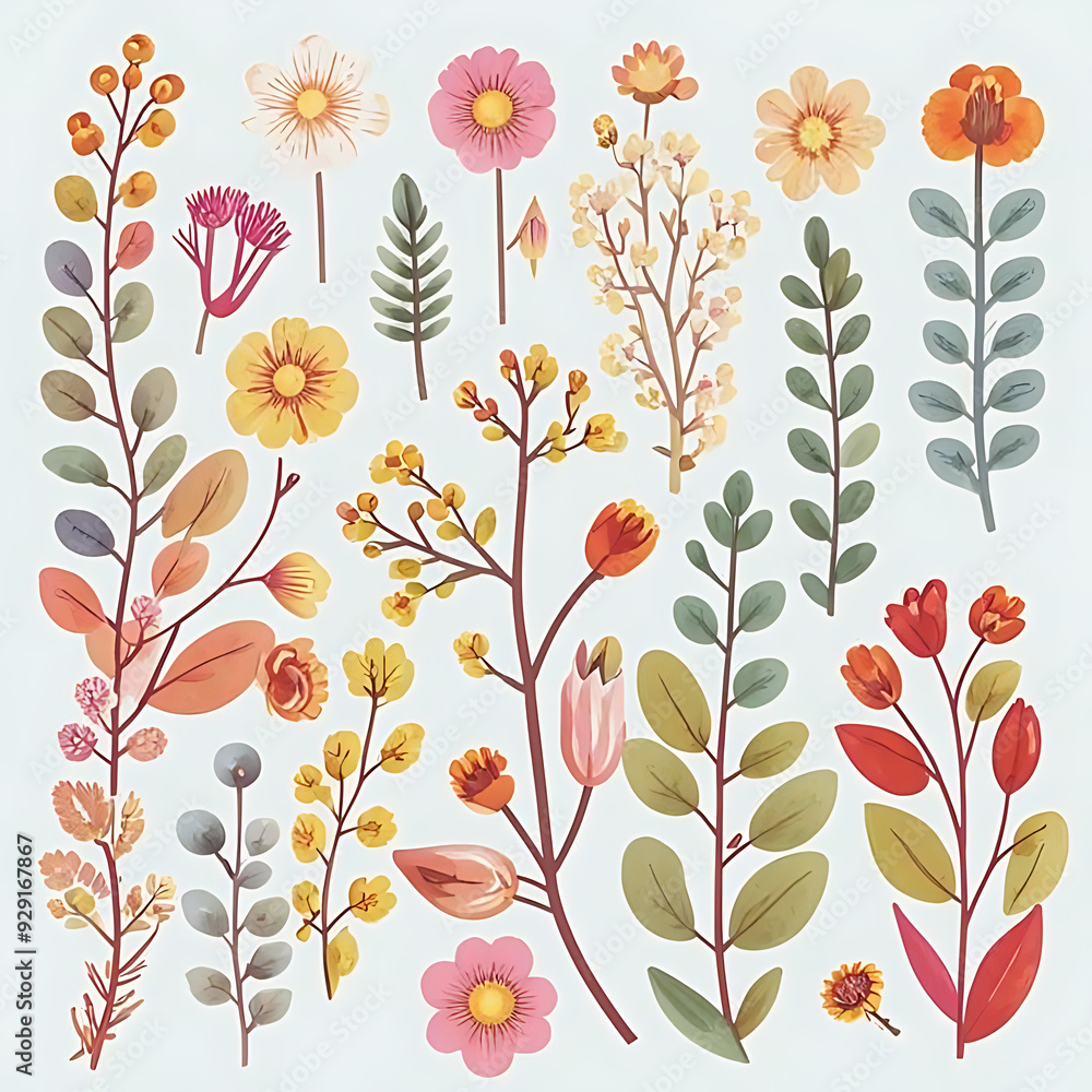 Illustration of flowers on white background Illustration of flowers on white background