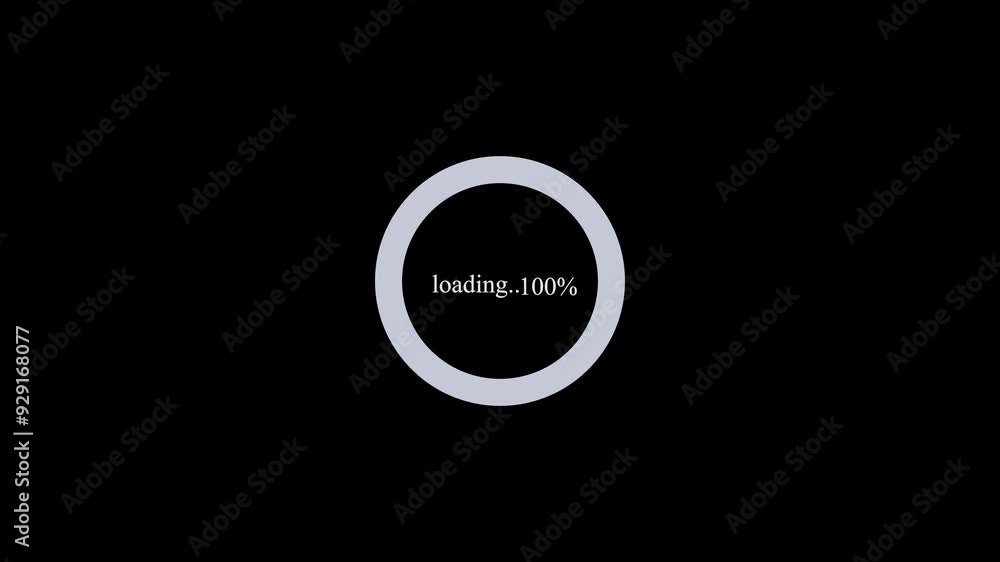 Round loading bar icon animation, numerical count from 0 to100%, progress bar, timer, downloading process icon, neon glow percentage icon diagram on background color black