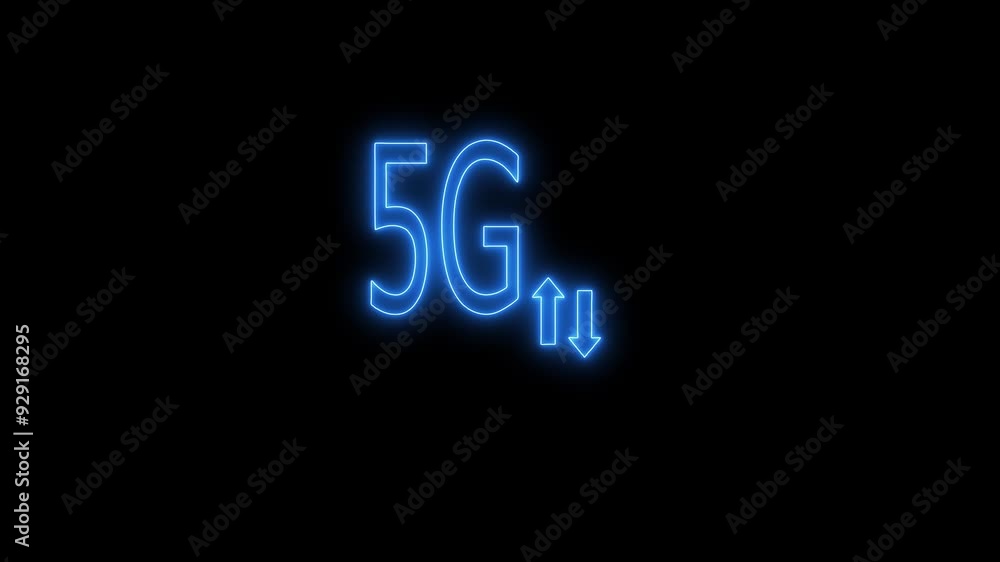 Animated 5g network signal icon connection technology on black color background Animated 5g network signal icon connection technology on black color background
