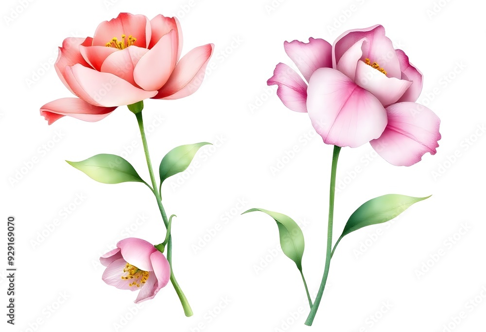 Fototapeta premium Wtercolor tropical flower isolated on white background.