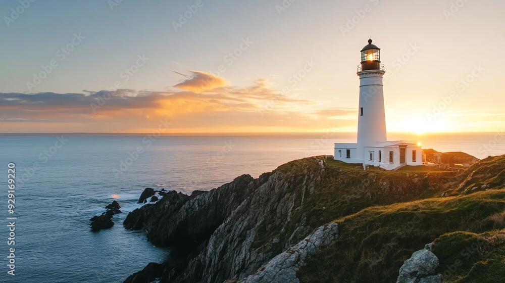A lighthouse on a rugged coastline, with rescue flares in the sky and its beacon guiding a lifeboat through treacherous waters A lighthouse on a rugged coastline, with rescue flares in the sky and its beacon guiding a lifeboat through treacherous waters