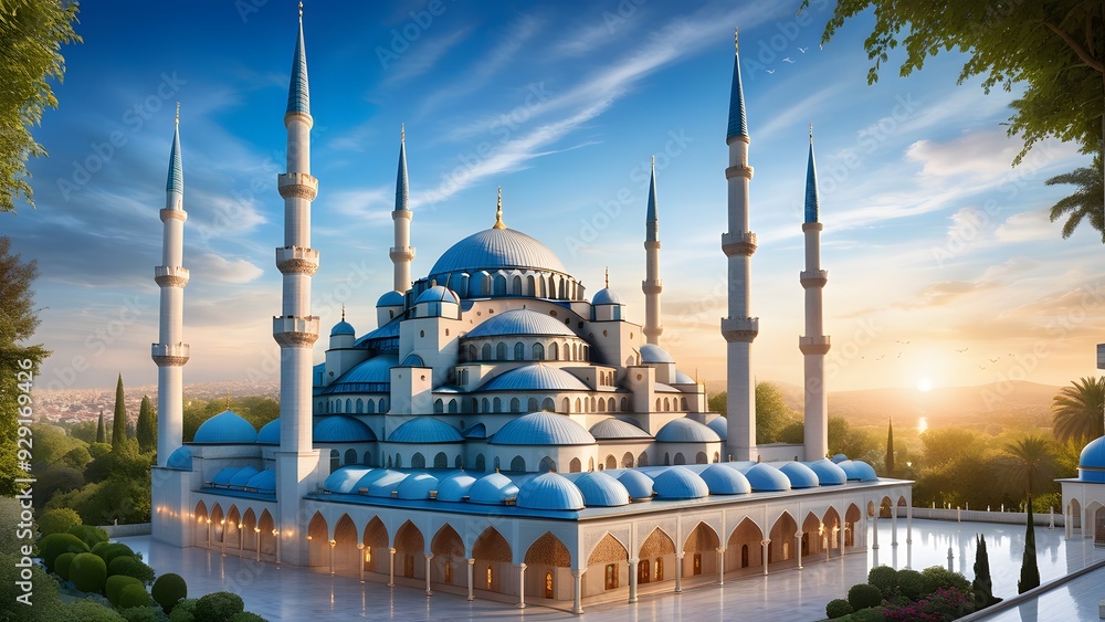 Naklejka premium Beautiful view of the mosque in Suleymaniye Mosque, Istanbul, Turkey