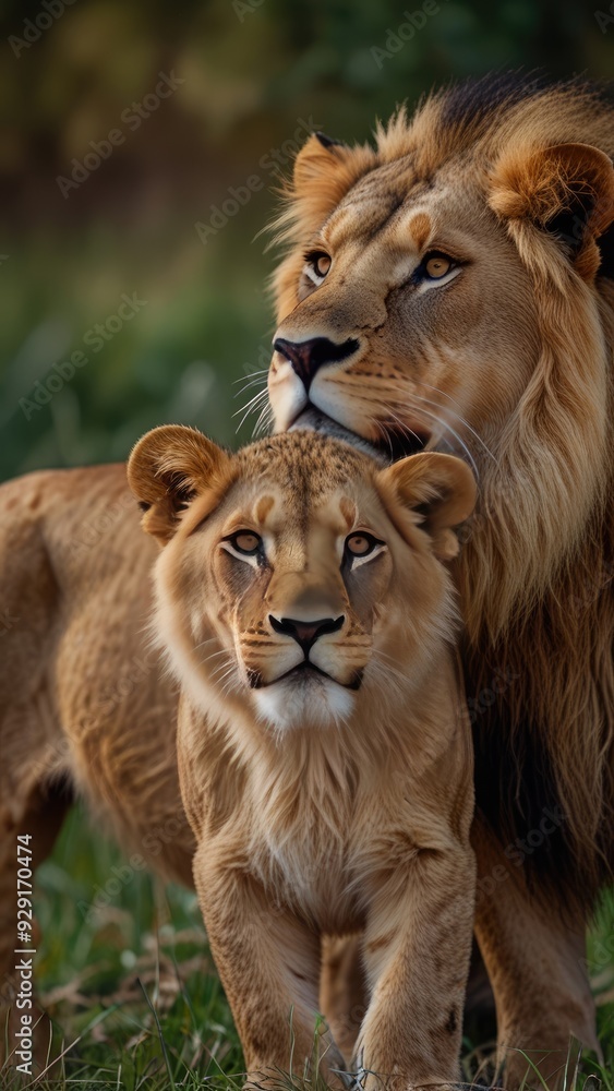 Fototapeta premium lions on the lawn