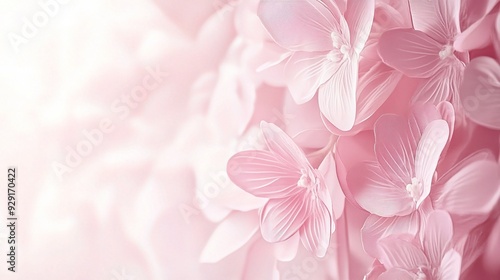 Blushing Blooms: Delicate pink hydrangea flowers in soft focus, evoking a serene and romantic ambiance