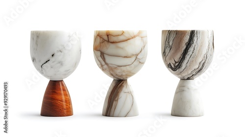 Set of marble glasses on white backgrounda photo