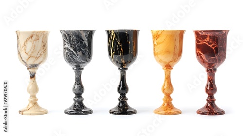 Set of marble glasses on white backgrounda photo