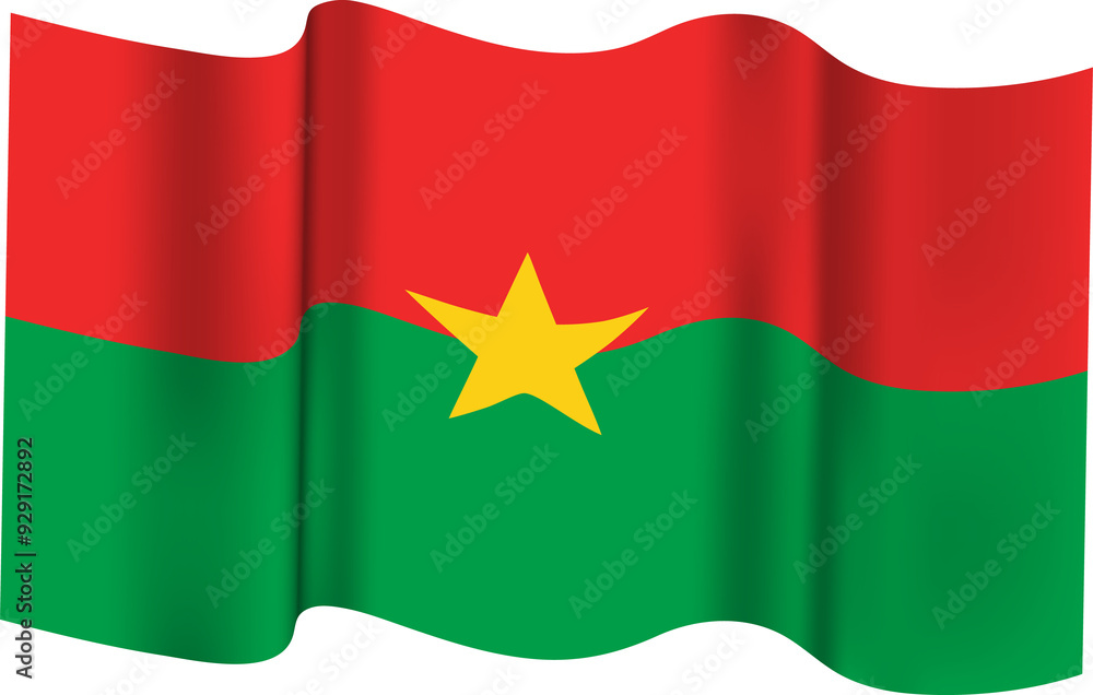 Obraz premium Burkina Faso Realistic 3D Waving Flag