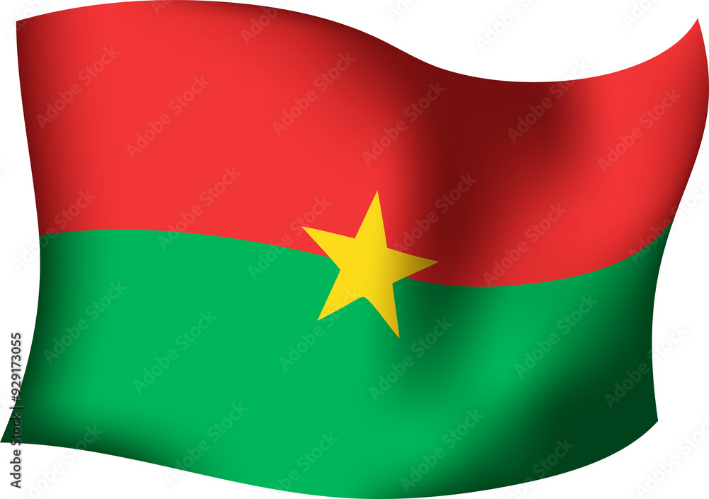 Burkina Faso Realistic 3D Waving Flag Burkina Faso Realistic 3D Waving Flag