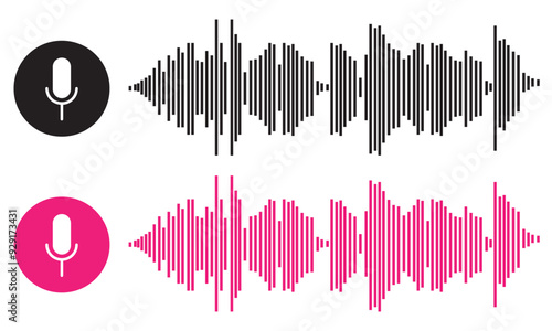 Voice message bubble set, audio chat or messenger interface signs collection, vector UI UX. chat audio record play records for mobile phone.