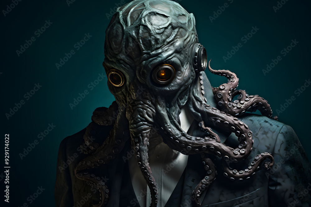 Fototapeta premium science fiction octopus man photo, villian