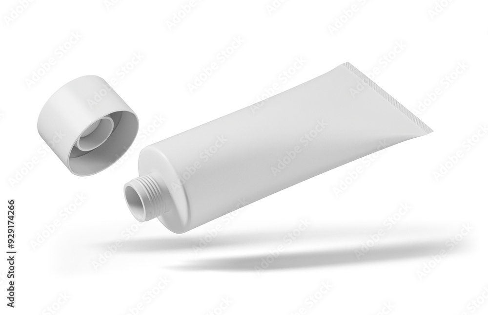 A white cosmetic cream tube on a white background A white cosmetic cream tube on a white background