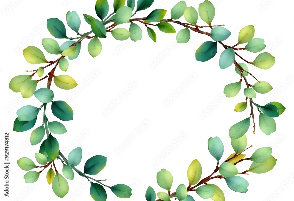 Obraz premium green laurel wreath on white background