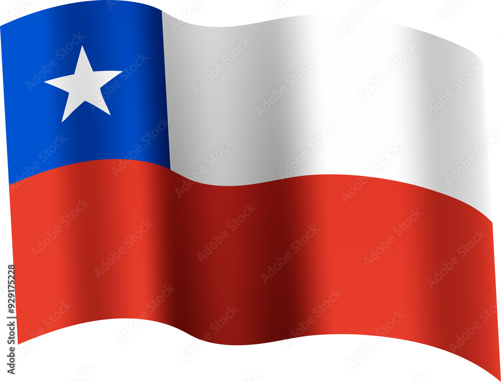 Naklejka premium Chile Realistic 3D Waving Flag