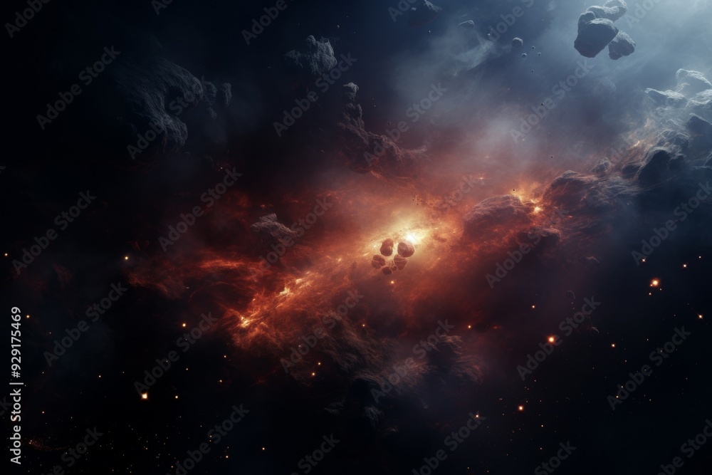 Fototapeta premium Cosmic Nebula: A Stellar Symphony in Deep Space