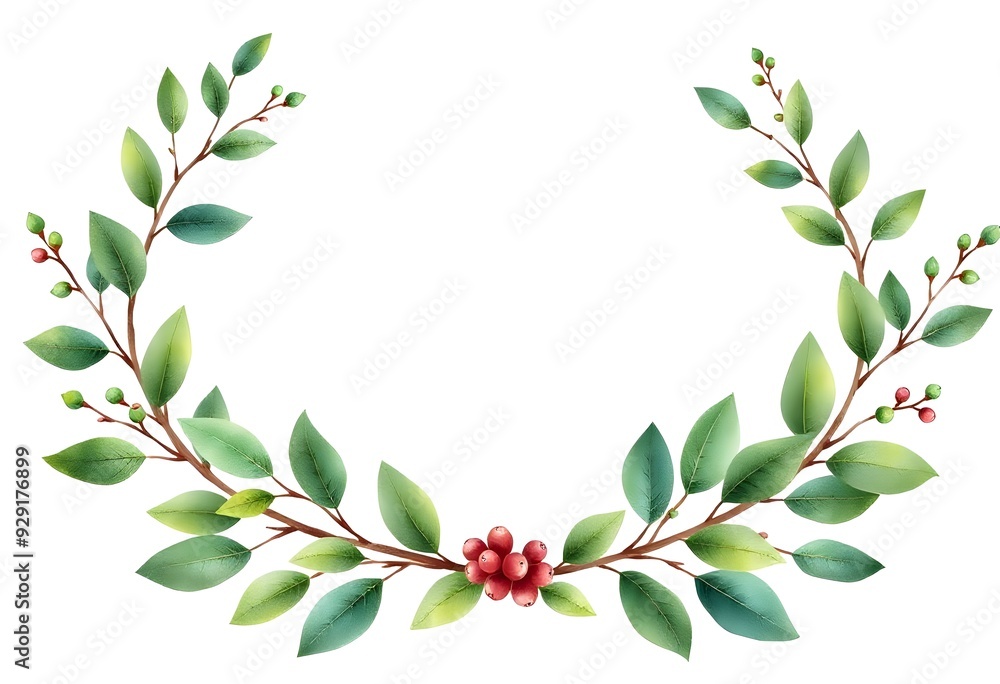 Naklejka premium Wreath with eucalyptus leaves watercolor. Hand painting botanical watercolor floral frame. Leaf illustration isolated on white background.