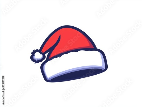 A monochromatic Santa hat, classic shape, minimalist design, onetone color, flat style, isolated on white background photo