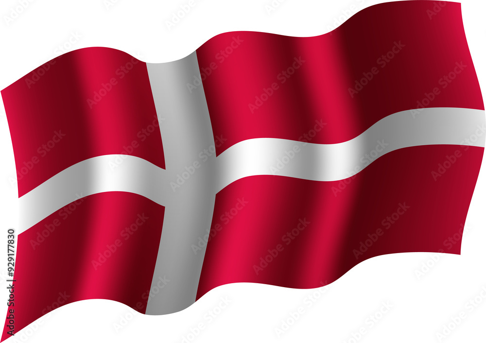 Fototapeta premium Denmark Realistic 3D Waving Flag
