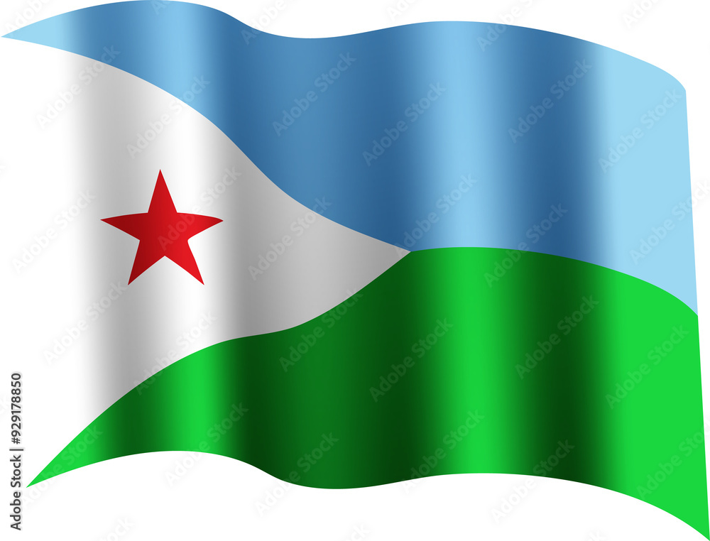 Obraz premium Djibouti Realistic 3D Waving Flag