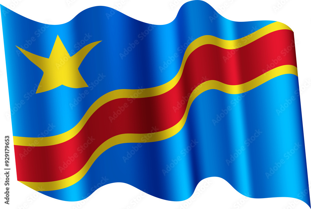 Naklejka premium DR Congo Realistic 3D Waving Flag