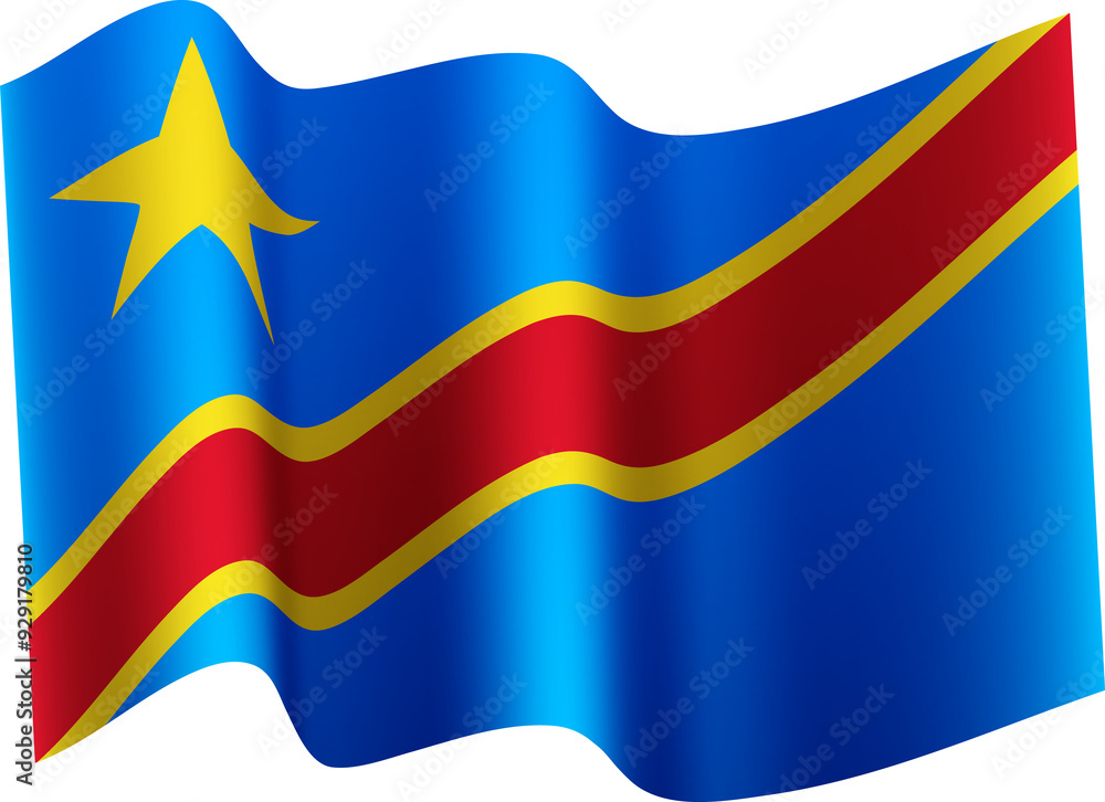 Fototapeta premium DR Congo Realistic 3D Waving Flag